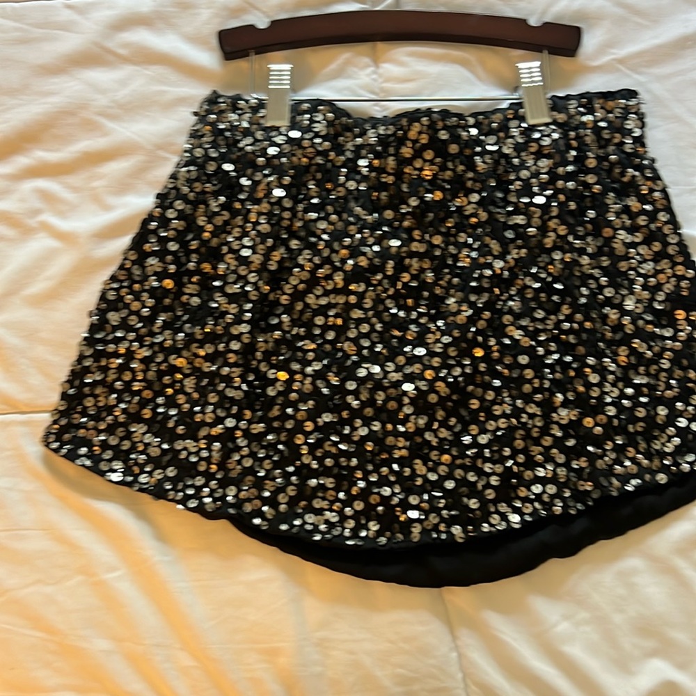 Garner Grace metal sequins silk mini skirt XS.